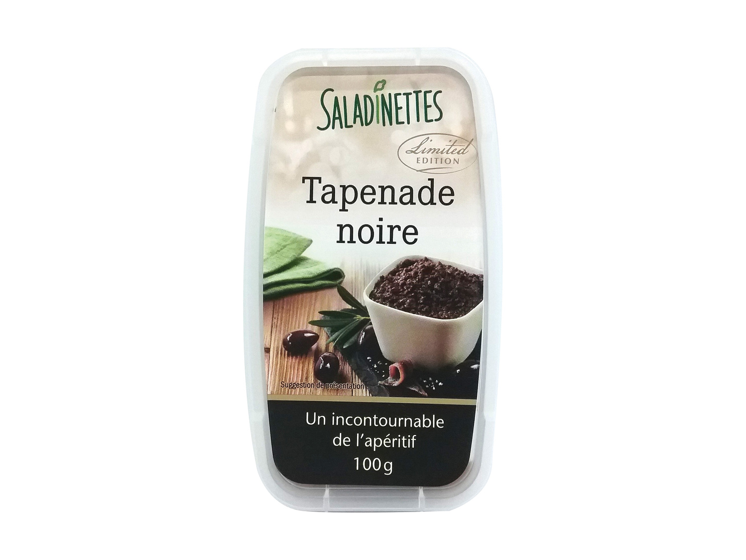 Tapenade , le prix 1.39 €
- Au choix : noire ou verte
Caractéristiques
- ...
