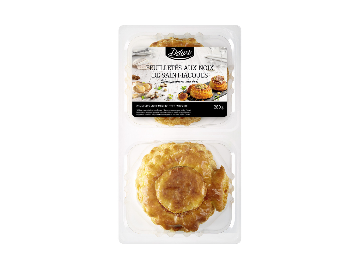 2 feuilletés , le prix 3.49 €
- Au choix : canard sauce morilles ou Saint-Jacques ...