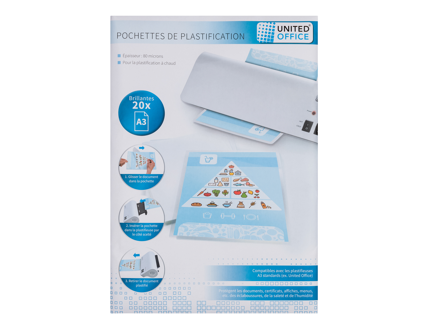 Pochettes de plastification A3, A4, A5 , le prix 3.49 €
- Pour la plastification ...