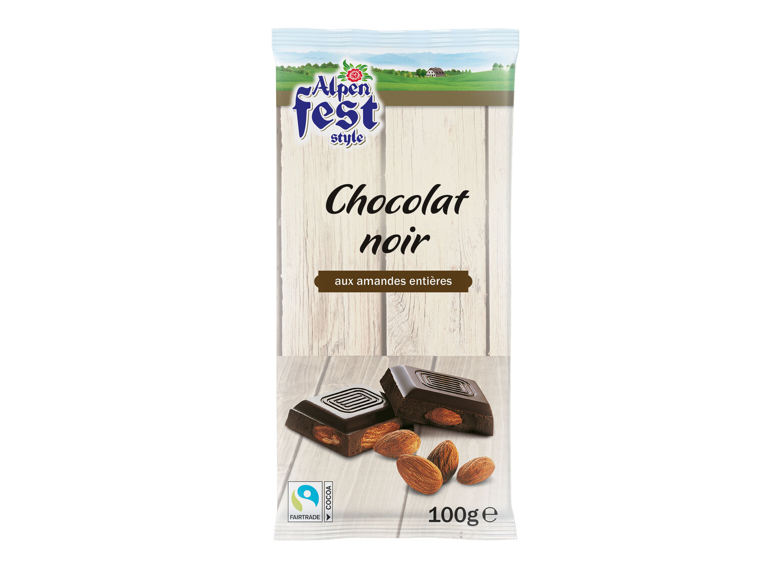 Tablette de chocolat , le prix 0.99 €
- Au choix : lait aux noisettes-praliné, ...