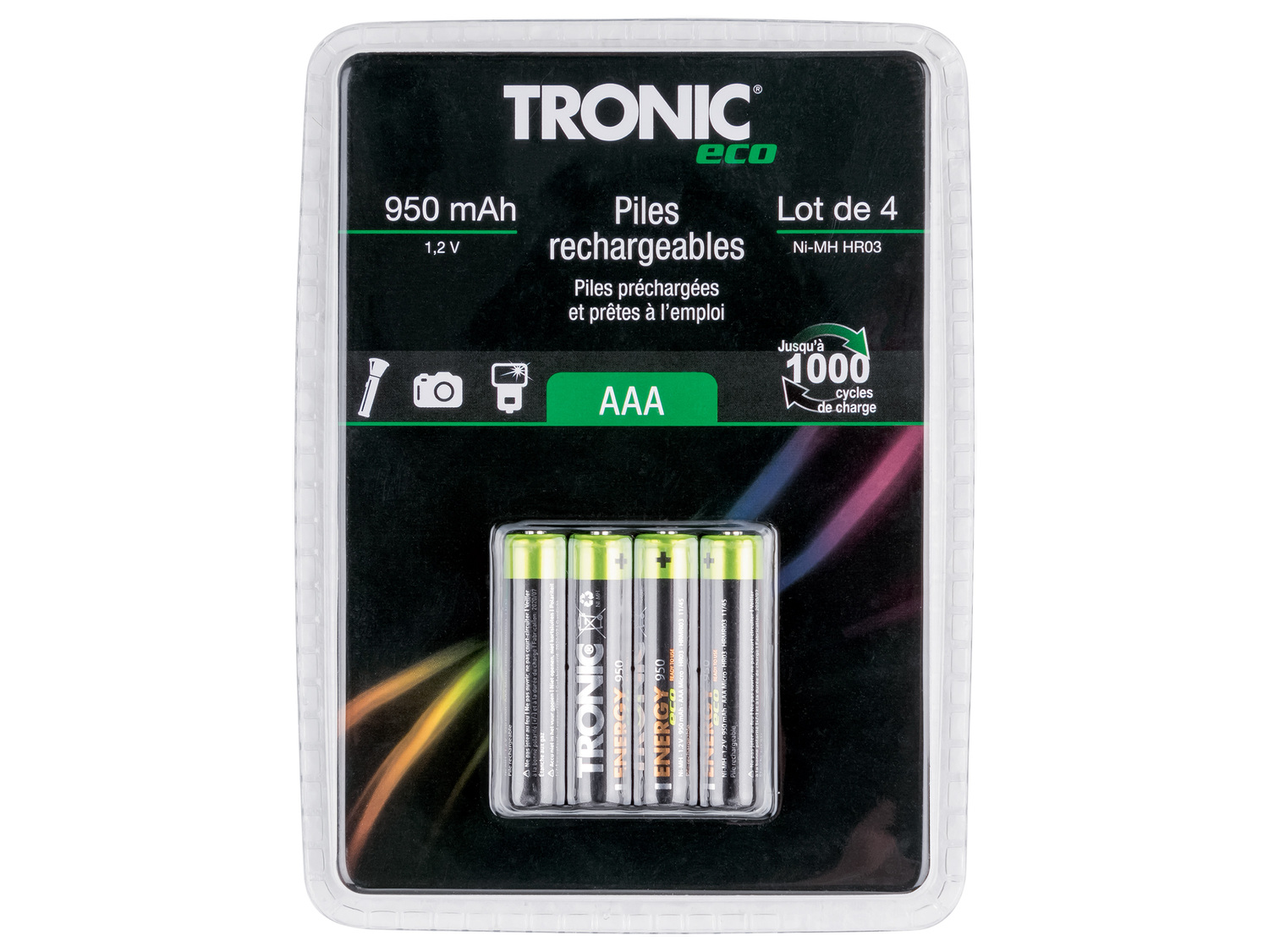 Piles rechargeables Tronic, le prix 3.99 €
- Jusqu’à 1 000 cycles de charge
- ...