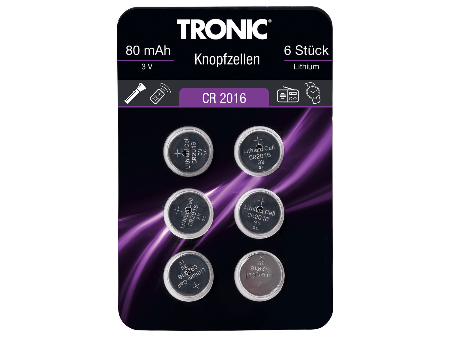 Piles bouton Tronic, le prix 1.49 €
- Au choix : alcalines ou lithium
- Env. ...