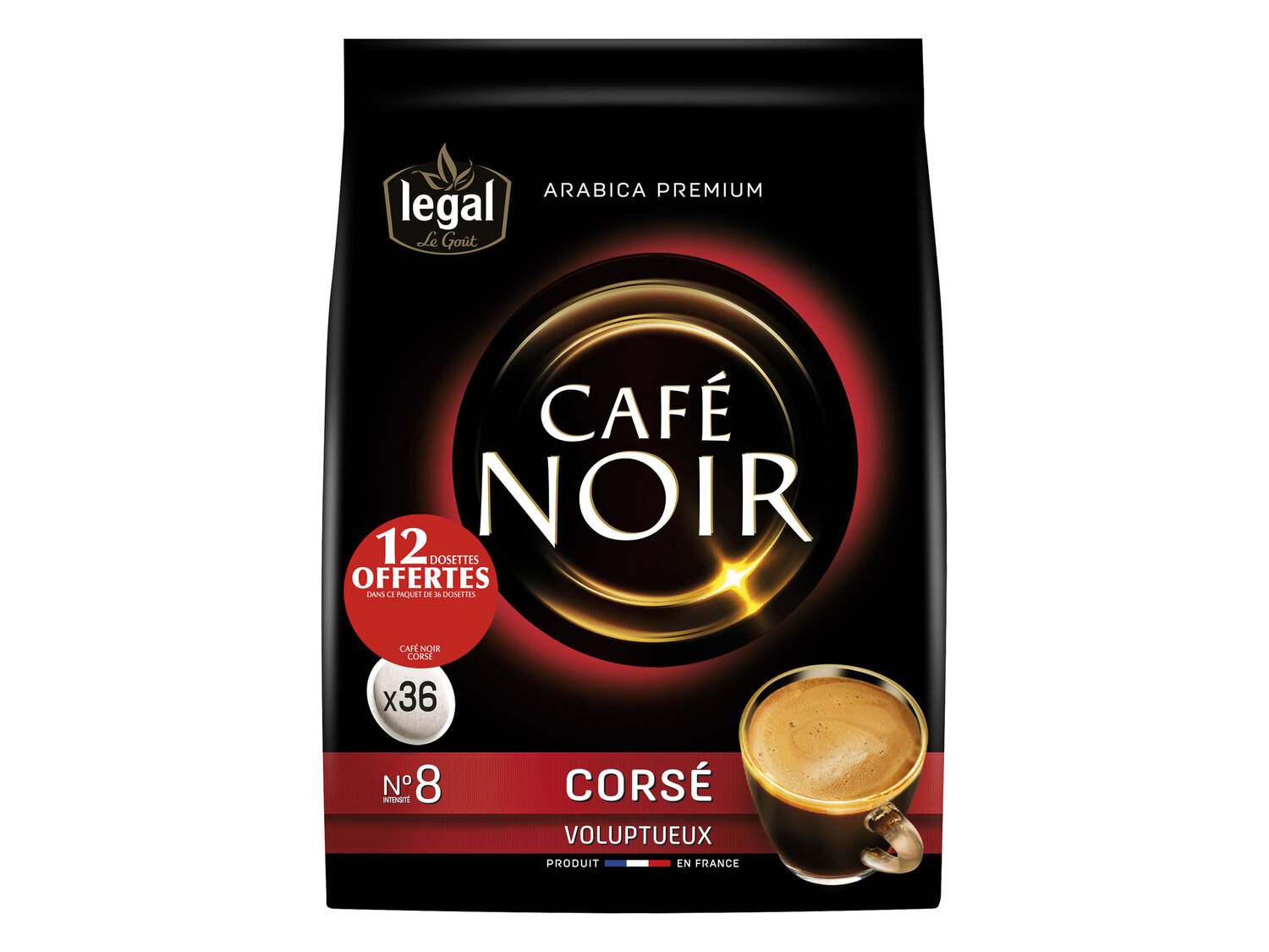 Legal café noir 36 dosettes , le prix 2.49 €
- Au choix : intense ou corsé
- ...