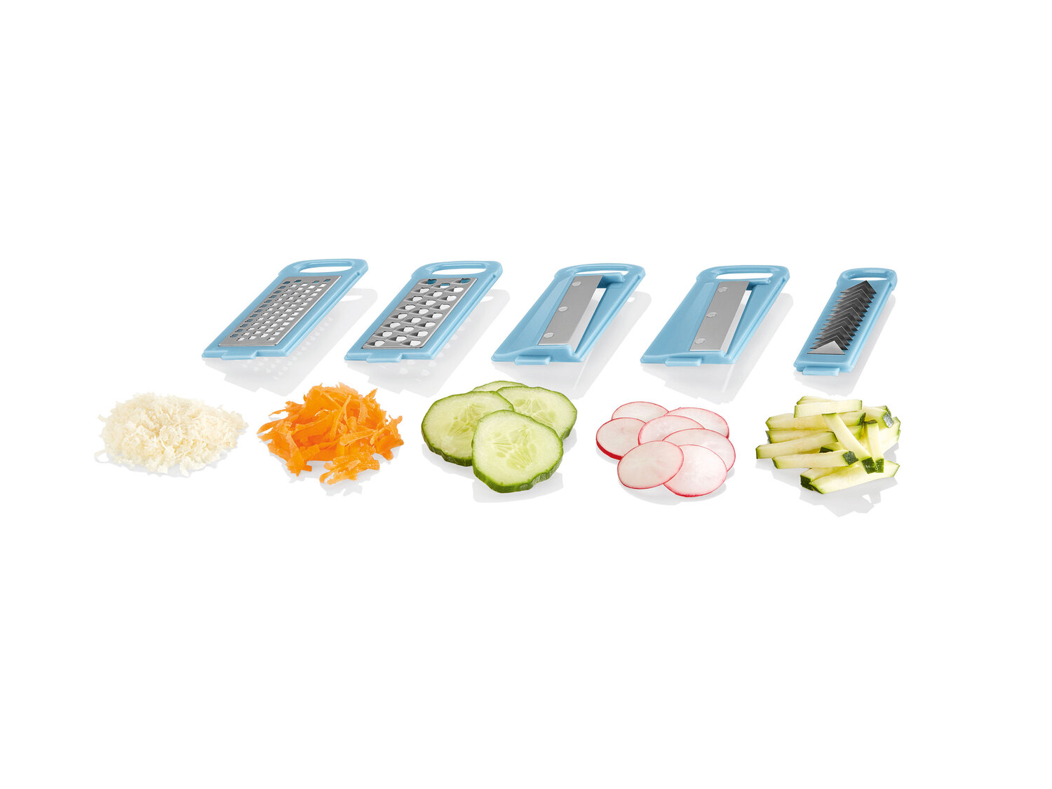 Râpe multifonction , le prix 5.89 €
- 7 pièces,
- 5 lames : râpe fine, râpe ...