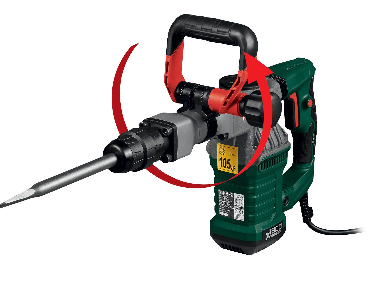 Marteau perforateur Parkside, le prix 49.99 €
- 1 300 W
- Puissance élevée ...