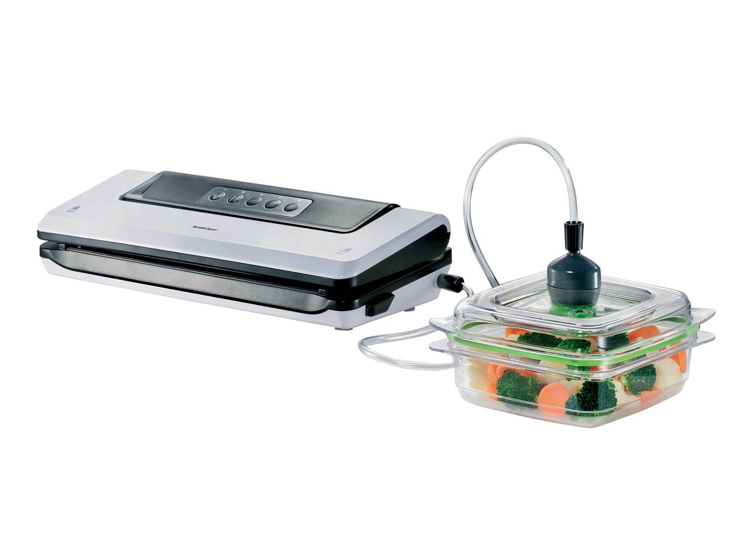 Appareil de mise sous vide Silvercrest, le prix 27.99 €
- Puissance abosrbée ...