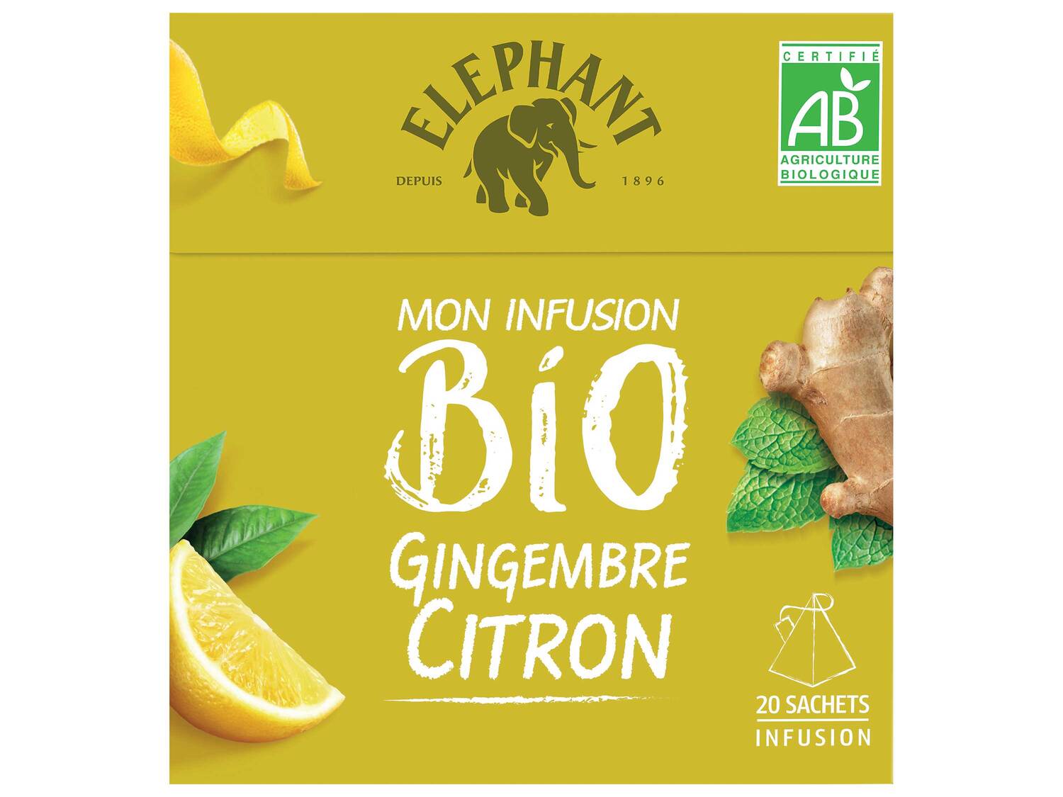 Elephant Infusion Bio , le prix 1.32 €
- 20 sachets
- Variétés ...