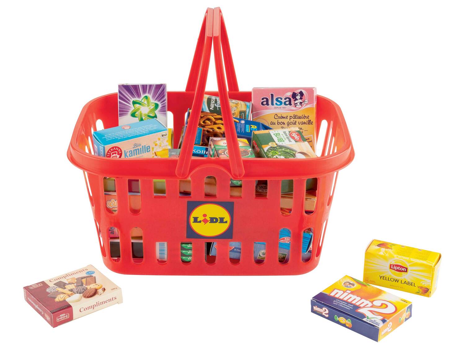 Panier à provisions , le prix 5.99 €
- Plusieurs produits de marque ...