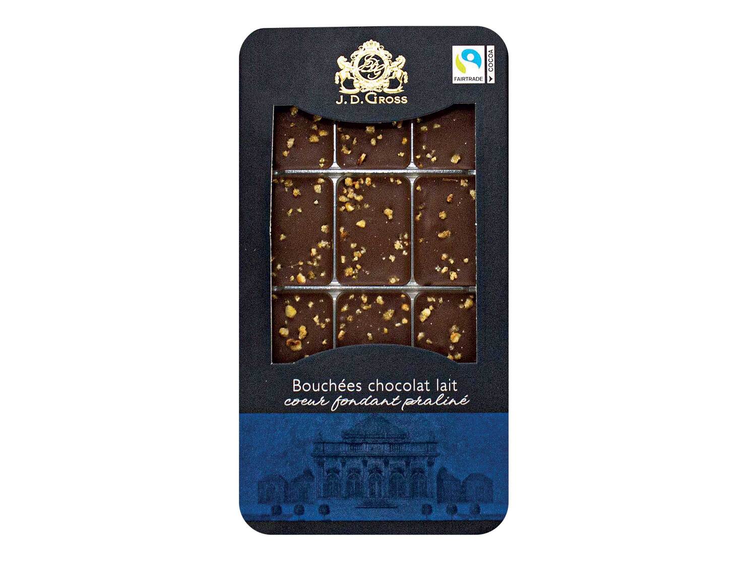 Chocolat en bouchées , le prix 1.89 €
- Au choix : chocolat lait-praliné, ...
