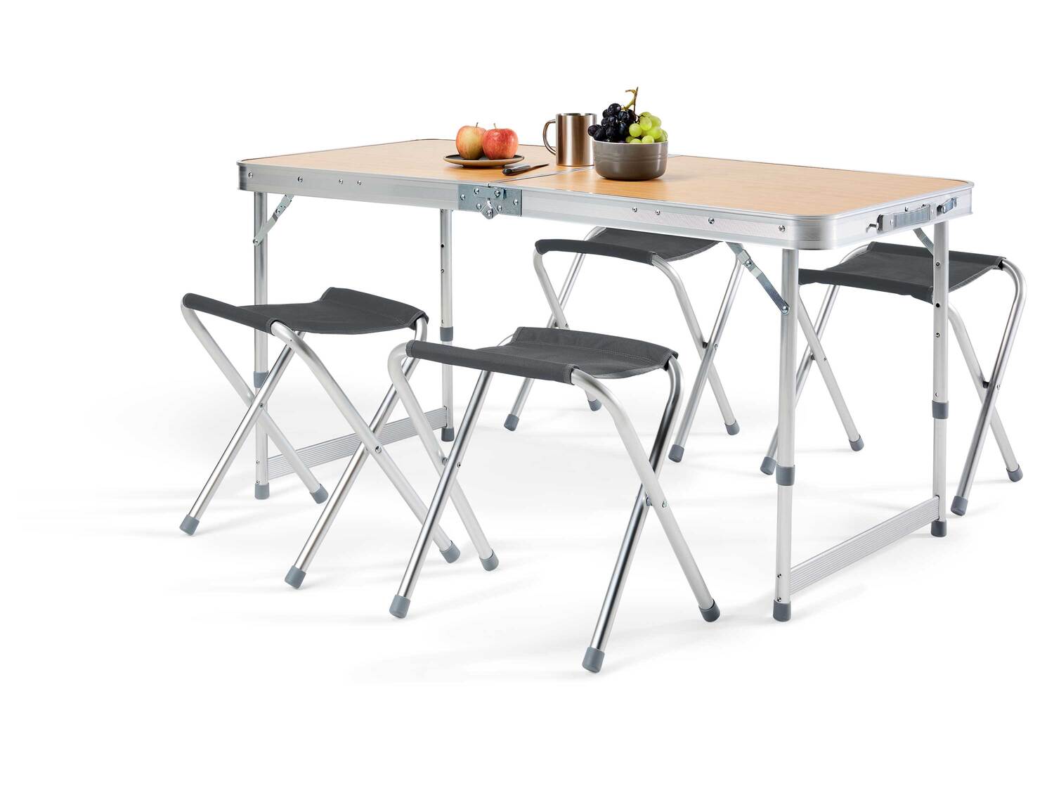 Table et tabourets de camping , le prix 39.99 €
- Le set :
- Table : ...