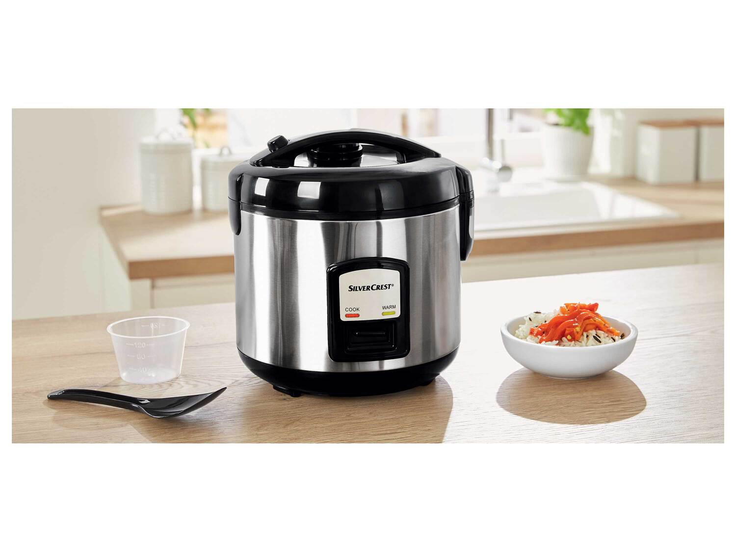 Cuiseur à riz , le prix 19.99 €
- 400 W
- Panier de cuisson amovible en aluminium ...