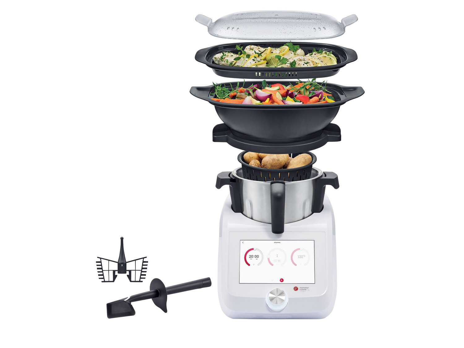 Monsieur Cuisine Smart , le prix 429.00 €
- Ses nombreuses fonctions :
- Hacher, ...