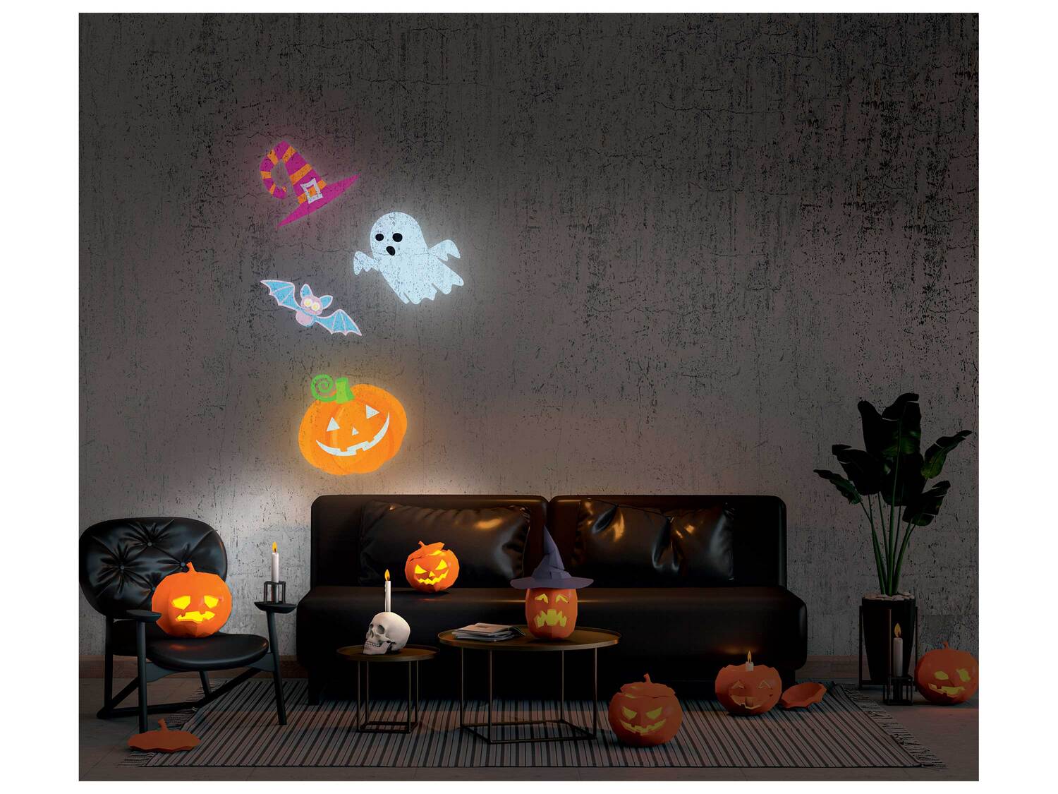 Projecteur à motifs dHalloween , le prix 7.99 €
- 3 plaques interchangeables ...