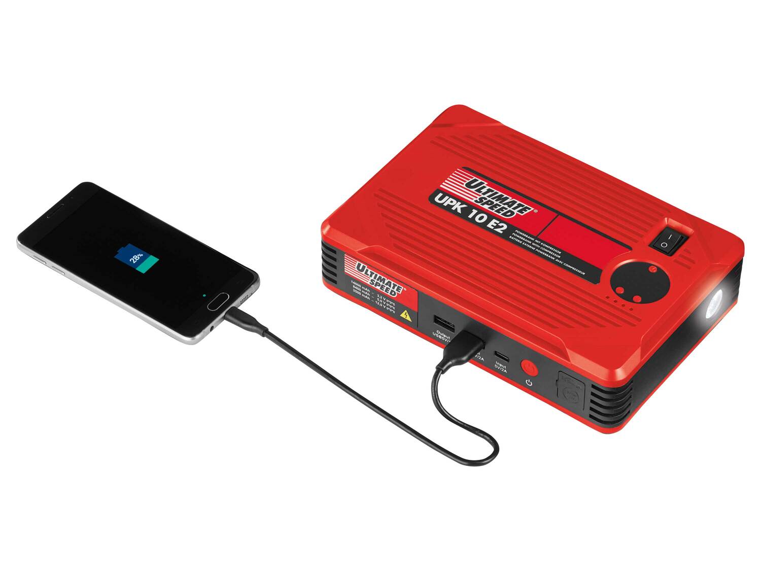 Batterie externe Powerbank avec compresseur Ultimate Speed, le prix 64.99 €
- ...
