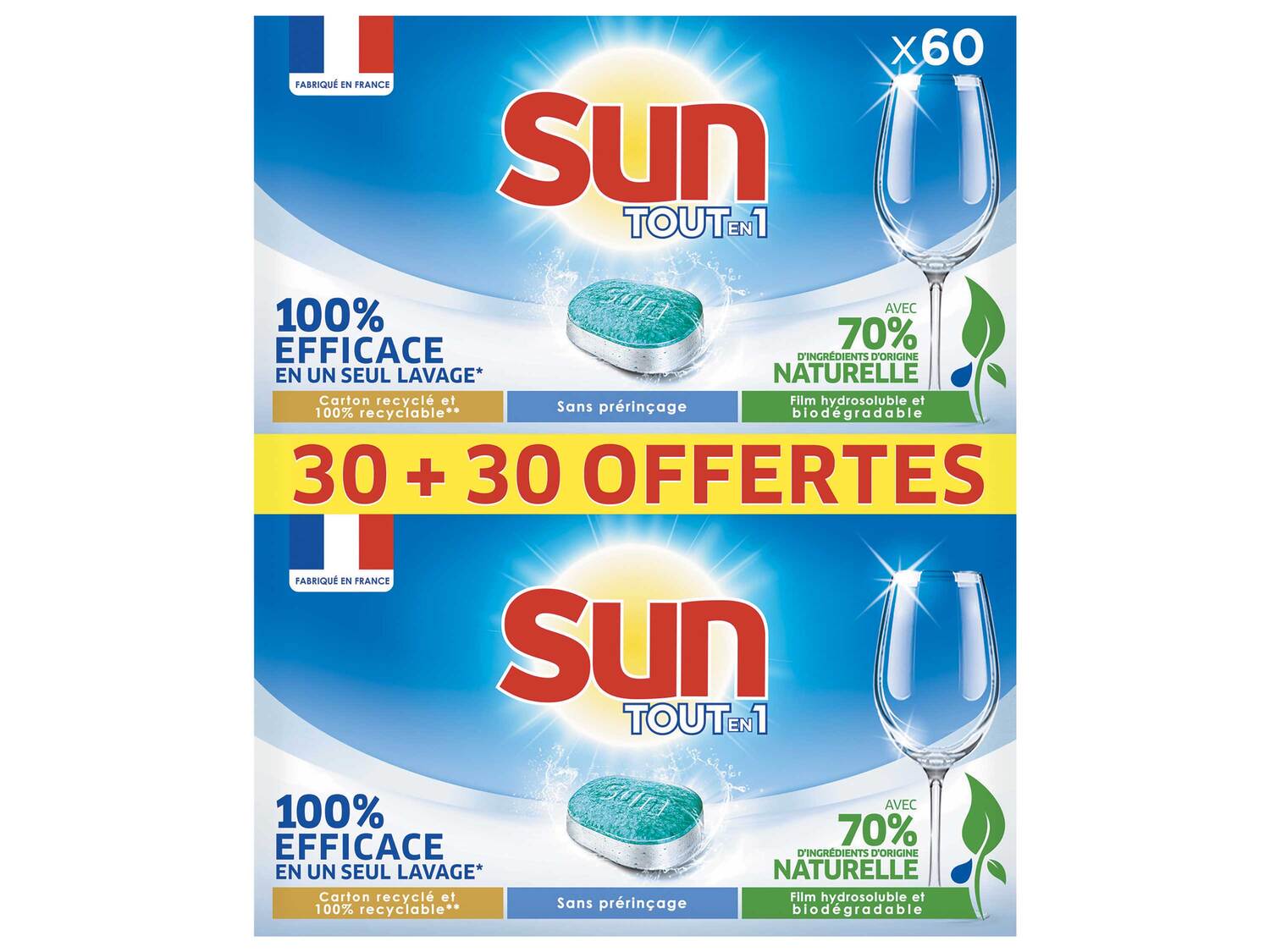 Sun Tabs tout en 1 , le prix 5.95 €
- 30 tablettes + 30 OFFERTES
- Au choix ...