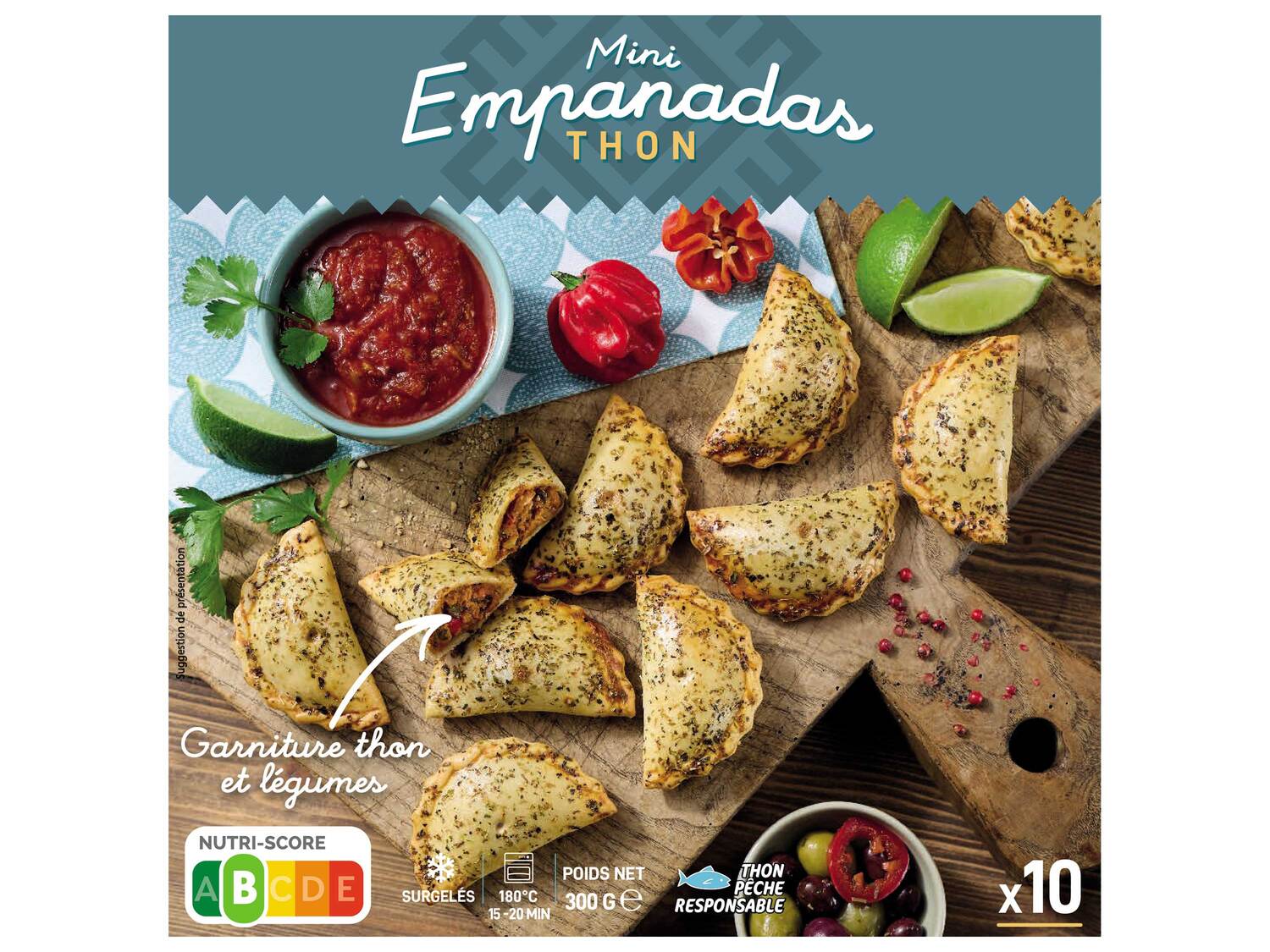 10 mini empanadas , le prix 2.99 €
- Au choix : bœuf ou thon
Caractéristiques
- ...