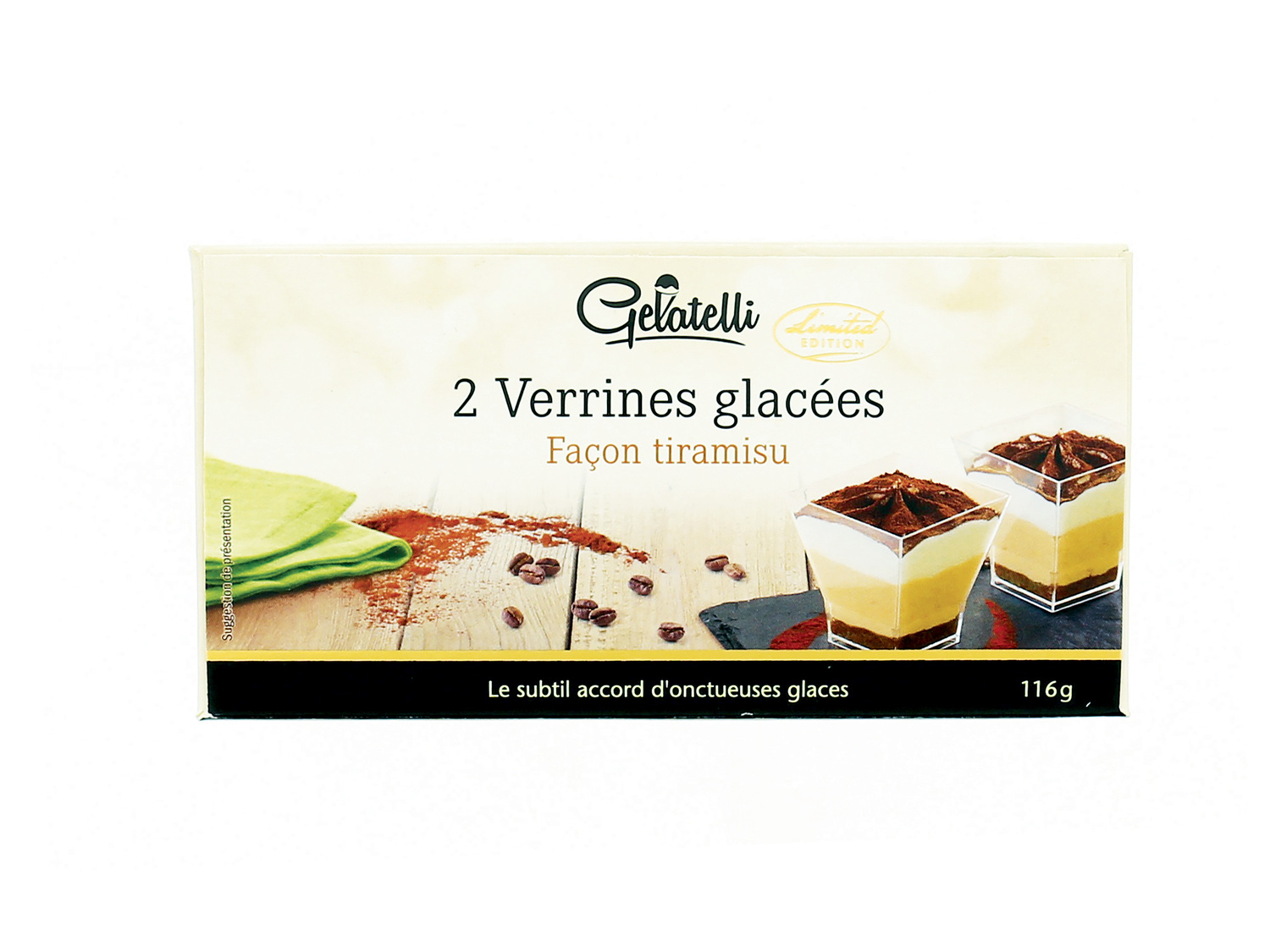 2 verrines glacées , le prix 2.69 €
- Au choix : façon exotique, tiramisu ...