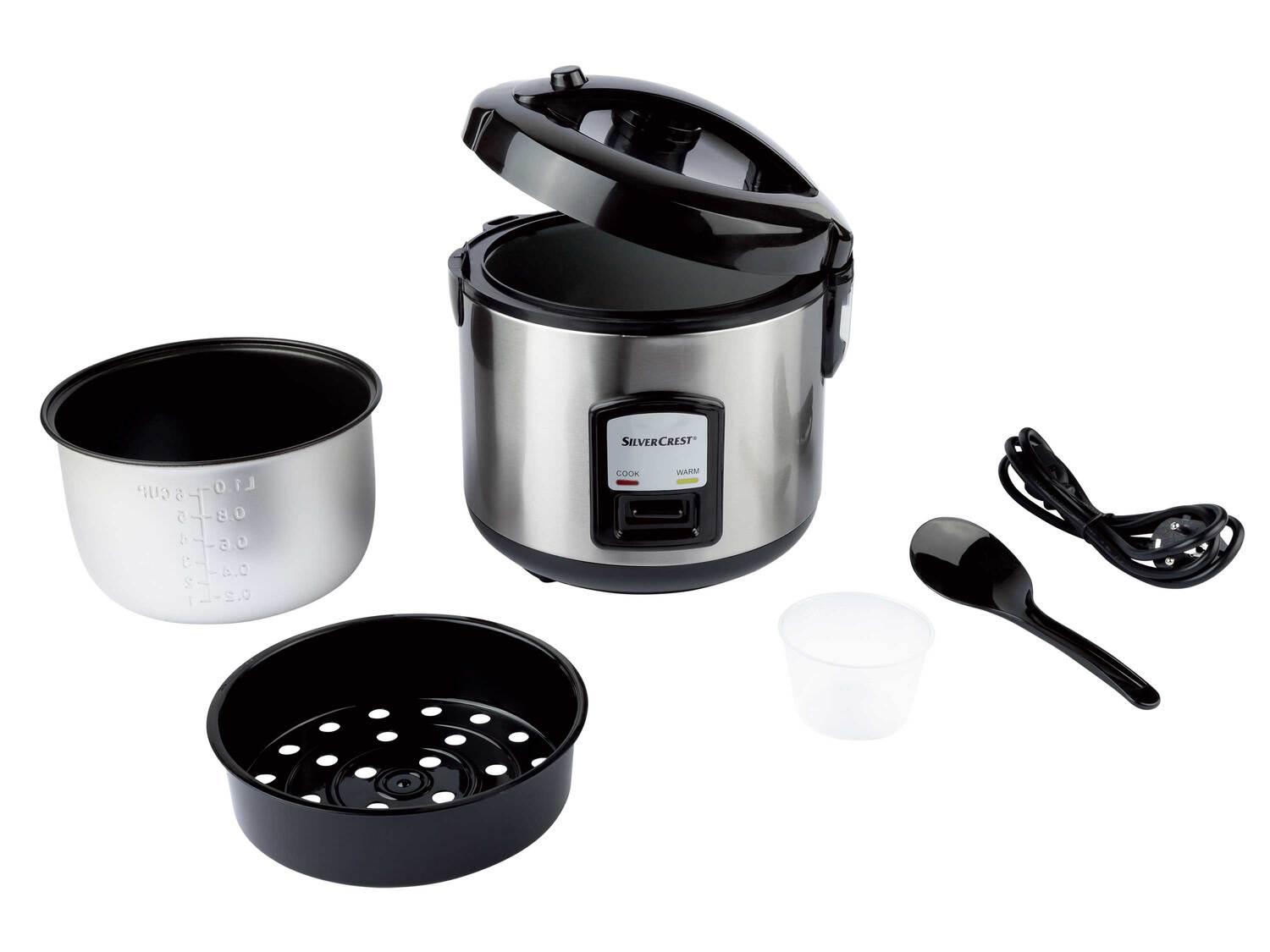Cuiseur à riz , le prix 19.99 €
- 400 W
- Panier de cuisson amovible en aluminium ...
