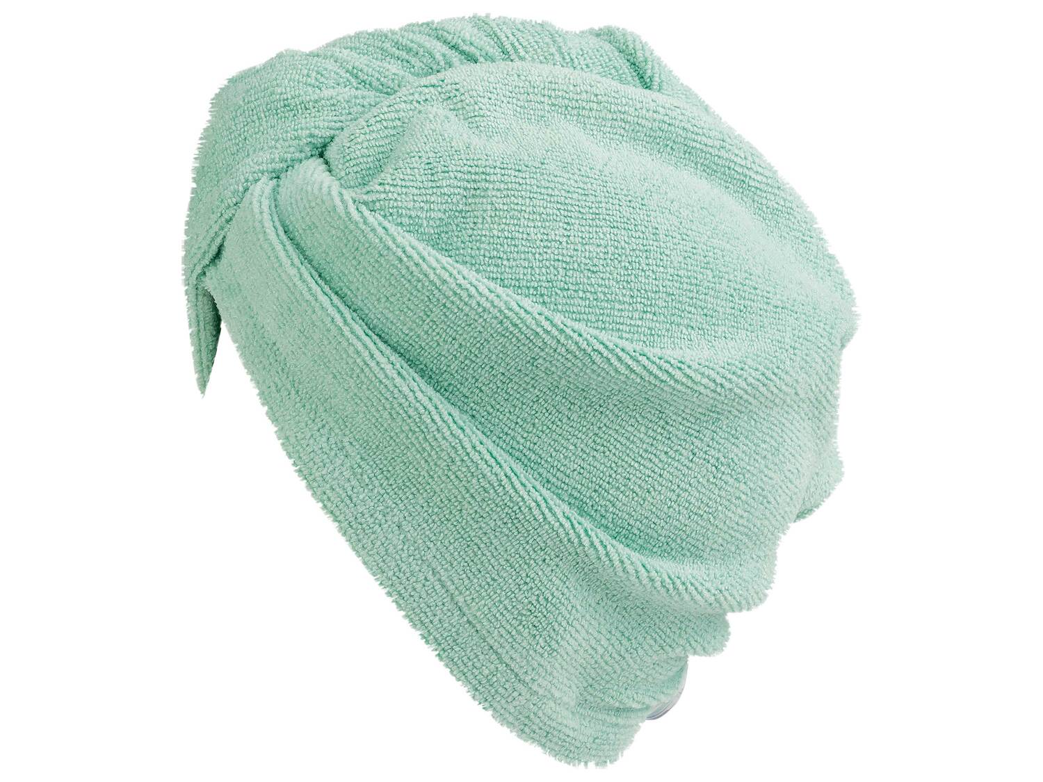 Serviette turban avec bouton , le prix 1.99 €
- Ex. 90 % polyester et ...